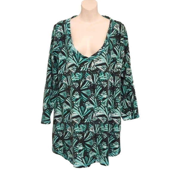 Roaman's Abstract Leafy Casual Textured Top Sz 18/20 - Picture 1 of 6